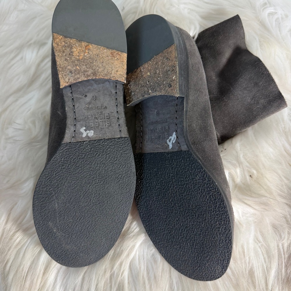 Eileen Fisher Grey Suede Slouchy Ankle Boots Vero Cuoio Made in Italy Size 6 - Picture 5 of 5